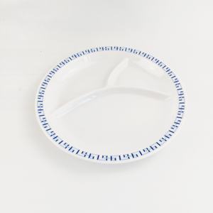 Assiettes <span class=keywords><strong>à</strong></span> dîner en mélamine <span class=keywords><strong>pour</strong></span> <span class=keywords><strong>régime</strong></span> alimentaire, assiettes blanches divisées, assiettes en plastique de mélamine incassable avec trois compartiments - Product Image 3