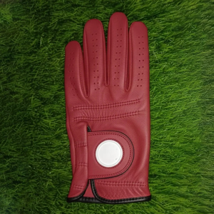Gants de golf en cuir véritable rouge, main droite, antidérapants, fermeture auto-agrippante, unisexe, usage sportif, design personnalisé - Product Image 2