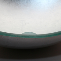 Lavabo en verre ovale avec robinet et siphon escamotable, en verre trempé argenté, design design en forme de bol pour salle de bain