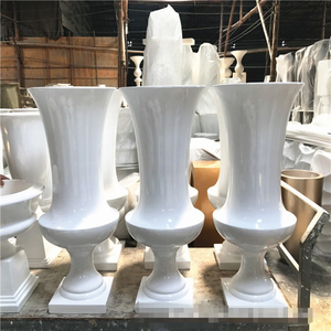 Centros DE MESA DE BODA elegantes modernos jarrón de pie con columnas de fibra de vidrio blanco gigante maceta de <span class=keywords><strong>trompeta</strong></span> dorada alta - Product Image 3