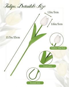 Tulipanes Artificiales Blancos de Seda, Flores Sueltas para el Día de la Madre, Pascua, Regalos de San Valentín, Decoración del Hogar, Cocina y Bodas - Product Image 3