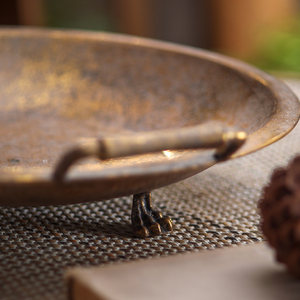 Vintage Gold Metal Distressed Iron Hotel <strong>Table</strong> Decorative <strong>Round</strong> Serving <strong>Trays</strong> for Home Decor - Product Image 2