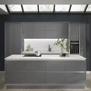 Immagine moderna Australia standard di lusso a buon mercato cina mobili design imposta isola modulare mobili da cucina in melamina nera