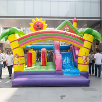Structure gonflable combinée toboggan tropical personnalisée, usine chinoise, unité de jeu en PVC de qualité commerciale pour les fêtes d'enfants et les événements en plein air