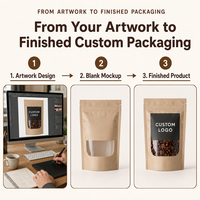 Sachet de café personnalisé en papier kraft avec fenêtre transparente, fermeture éclair refermable, pochette autoportante pour grains de café torréfiés