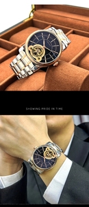 Reloj Mecánico Automático Aokulasic 2192, Resistente al Agua, de Acero Inoxidable y Cuero, con Diseño Moderno, Tourbillon, para Negocios - Product Image 5