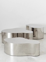 Ensemble de meubles de salon modernes et luxueux, table basse centrale en métal et acier inoxydable