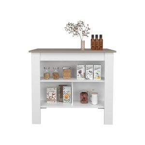 Isla de cocina y carrito de Ada marrón/blanco para la configuración de su cocina - Product Image 4