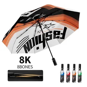 Portable Custom Promotional Fully Automatic Windproof 3 Folding Personalized Rainy Umbrella Sun With Logo