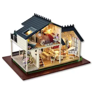 Multi-fungsi Mainan Model Rakitan Kayu, Hadiah Terbaik untuk Rumah Boneka Lucu DIY