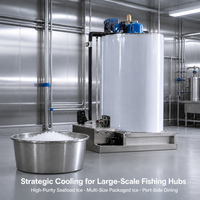 Évaporateurs industriels à glace en paillettes, compresseurs haute efficacité, type eau de mer, capacité 1-30 tonnes pour la distribution de produits de la mer en chaîne du froid