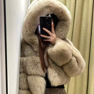 Çilek kadın kış doğal renk gerçek gümüş tilki kürk ceket kırmızı tilki sıcak moda deri ceket - Product Image 5