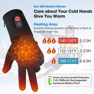 Gants chauffants électriques rechargeables - Imperméables et coupe-vent pour le ski et la motoneige |   Gants d'hiver chauds avec batterie intégrée - Product Image 4