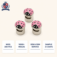 Breloques de chaussures Coccinelle à enfiler pour lacets de baskets, en émail rose, alliage de zinc, amovibles, accessoires de chaussures DIY, personnalisables OEM