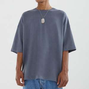 เสื้อยืดกีฬาของผู้ชายผ้าคอตตอนน้ำหนักมากเสื้อยืดทรงแบ็กกี้คอกลมขนาดพลัสไซส์400gsm - Product Image 1