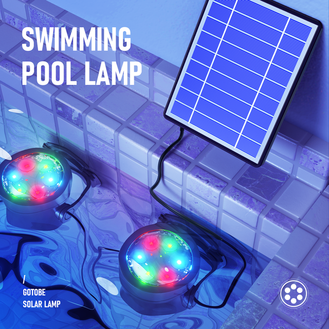 Solar Underwater Pond Lights Swimming Pool Light Outdoor Waterproof IP68 Garden Lawn Lamp Landscape Rotating Path Tree Spotlight