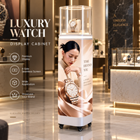Vitrine de luxe pour montres avec écran publicitaire LED sans soudure sur 4 côtés et vitrine en verre éclairée pour les magasins de détail