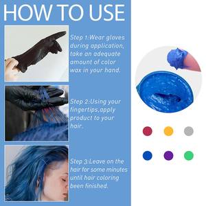 개인 라벨 6 색 40g/120g 오래 지속되는 헤어 왁스 젤 헤어 스타일링 및 착색을위한 임시 헤어 컬러 왁스 - Product Image 4