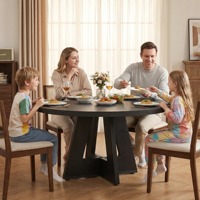 Table à manger ronde de style nordique simple, plateau en bois couleur bois, pieds en bois, écologique et durable, table à manger de loisirs pour 6 personnes