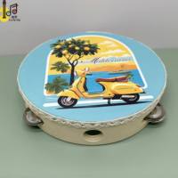 Tambourin miniature de 15 cm de diamètre, instrument de musique en bois, tambourin à main pour mariage, avec impression de citrons, jouet de tambour