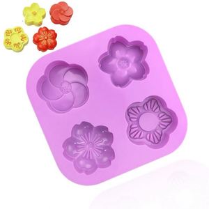 Moule en silicone écologique à 4 cavités pour la fabrication de gâteaux, bougies, résine et savon, formes personnalisées variées (fleurs), échantillon gratuit, OEM ODM - Product Image 1