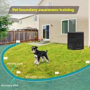 Système de clôture électrique sans fil pour animaux de compagnie, rechargeable, étanche, clôture cachée en plastique, pour un maximum de 3 chiens, avec collier d'entraînement - Product Image 4