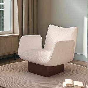 Designer Casual Armchair Solid Wood Reclining Living Room Chair Wabi Sabi Style Single Sofa Chair - Product Image 3