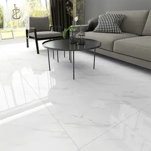 Azulejos de porcelana para piso padrão de mármore branco 60x60 60x120 Porcelanto Cerâmica brilhante em promoção