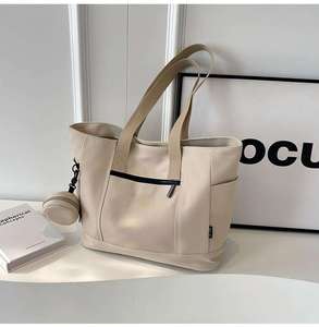 Customizable <b>large</b> capacity cotton canvas handbag, fashionable handmade reusable shopping <b>bag</b> - Product Image 1