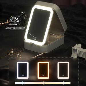 Портативный футляр для украшений из искусственной кожи с LED-подсветкой, дорожный органайзер для хранения, мини-органайзер для ювелирных изделий с зеркалом для колье и серег - Product Image 3