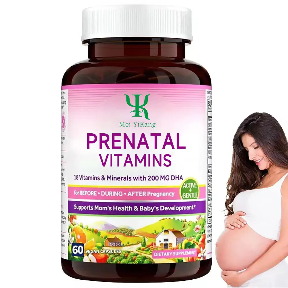 Custom Prenatal vitamins capsules 18 Vitamins & Minerals with 200 MG DHA for Before.during-after Pregnancy+Gentle hard capsules