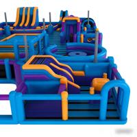 Parcours d'obstacles gonflable commercial en PVC écologique pour adultes : jeu de défi et aire de jeux personnalisable en couleurs