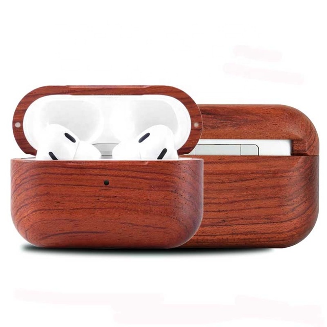 360-degree Protection Wireless Earphones Wooden for AirPods Bluetooth Headset Case With Keychain
