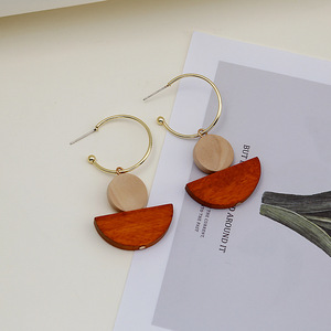 Sdell colgante de Pendientes de Forma geométrica de madera mới Bohemian gỗ hình học dài bông tai bạc kim tai móc - Product Image 1