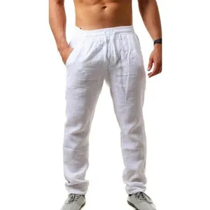 Pantalon en coton et lin pour homme, nouvelle collection automne, respirant, couleur unie, pantalon en lin, Fitness, Streetwear S -5XL