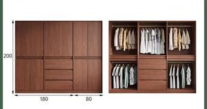 Moderno e durevole personalizzato massello <span class=keywords><strong>legno</strong></span> noce armadio camera da letto con porte <span class=keywords><strong>in</strong></span> MDF Design minimalista 3 cassetti personalizzabili - Product Image 6