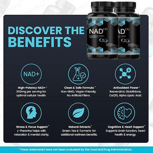 OEM NAD Nicotinamide Riboside Alternatif 60 Kapsul Vegetarian Ramah Vegan Suplemen Diet Anti Penuaan Pengaktif NRF2 - Product Image 5