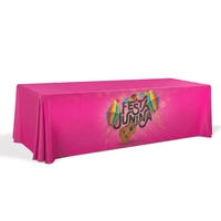 Nappe de table en polyester imprimée sur mesure de 1,80 m, drapée sur 3 côtés, avec logo personnalisé pour stand d'exposition et événement