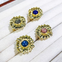 Bagues en améthyste et lapis-lazuli de style bohème, pierres précieuses naturelles, design fleur de marguerite en or 18 carats, cadeau de fiançailles ou d'anniversaire pour femme ou unisexe