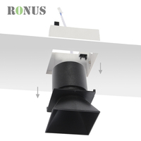 Spot encastré rectangulaire LED sans cadre à double tête COB noir 7W*2