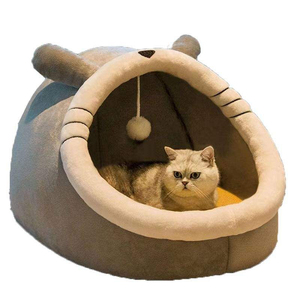 Lit pour animaux de compagnie en forme de lapin, semi-fermé, confortable, écologique, doux et lavable, chauffant pour chiens et chats - Product Image 3