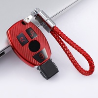 Housse de clé de voiture en fibre de carbone TPU avec porte-clés pour benz A B C E G K R S Class Smart Remote Car Key Case Holder