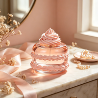Flacon d'huiles parfumées de luxe rose ODM OEM 50 ml, vide, en verre, forme gâteau, finition mate avec bouchon à vis, emballé en boîte et en sac