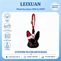 Porte-clés personnalisé avec logo, lapin en peluche noir gothique d'Halloween, yeux rouges doux, pendentif lapin punk cool en peluche pour adultes