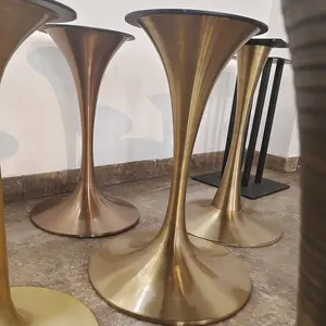 Base de mesa em forma de trompete de metal tulipa, alumínio preto branco, ouro, café, pedestal, pernas de mesa em forma de tulipa, base