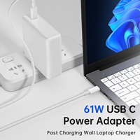 Chargeur mural portable blanc en gros TYPE C Adaptateur secteur 61W Chargeur USB-C pour ordinateur portable Apple Macbook Pro Air