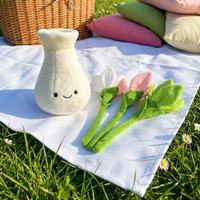 Peluche Tulipe Artificielle en Pot, Décoration d'Intérieur, Rembourrée en Coton PP Ultra Doux, Ornement de Bureau, Poupée Lys
