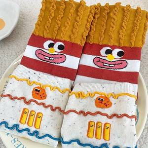 <span class=keywords><strong>Chaussettes</strong></span> à frites amusantes à texture 3D Conception personnalisée Tricot décontracté Mignonnes filles Coton Confortable Respirant Mid Tube <span class=keywords><strong>Chaussettes</strong></span> - Product Image 2