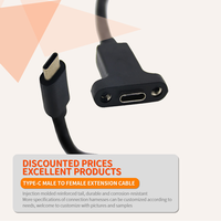 USB3.1 tipe-c kabel ekstensi jantan ke betina desain lubang sekrup PD kabel Data Panel rangka kelas industri pengisian cepat