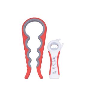 一套2个4合1金属硅胶多功能厨房配件4合1瓶啤酒罐开罐器可定制徽标包装盒 - Product Image 1